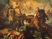 Theodore Chasseriau Arab Chiefs Challenging to Combat under a City Ramparts oil painting artist